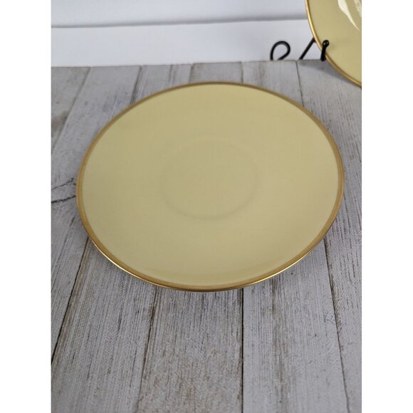 Flintridge Sylvan China Saucers for Cream Soup Bowls Set of 2 California Yellow - Picture 2 of 6